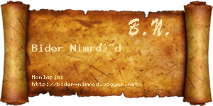 Bider Nimród névjegykártya
